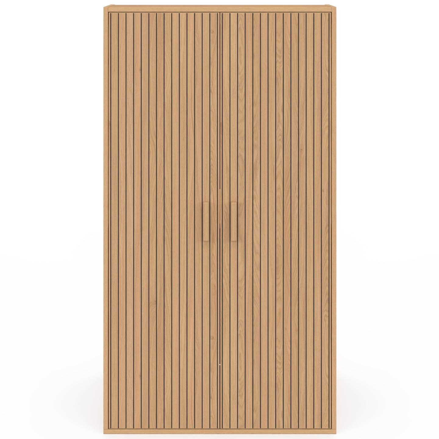 IDMARKET - Armoire sous pente 2 portes JULIETTE 60 x 50 x 70/110 cm effet lattes tasseau bois coloris chêne - Image 6