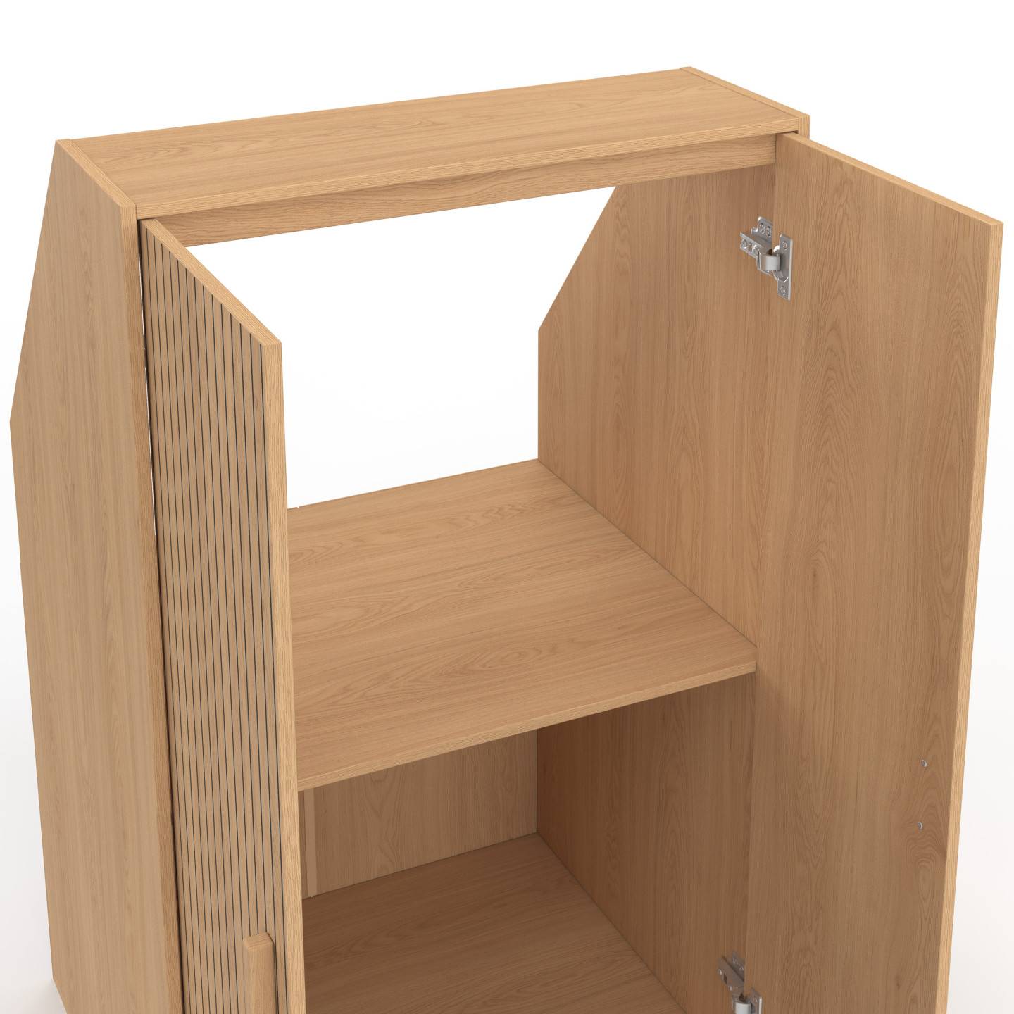 IDMARKET - Armoire sous pente 2 portes JULIETTE  60 x 50 x 70/110 cm effet lattes tasseau bois coloris chêne - Image 7