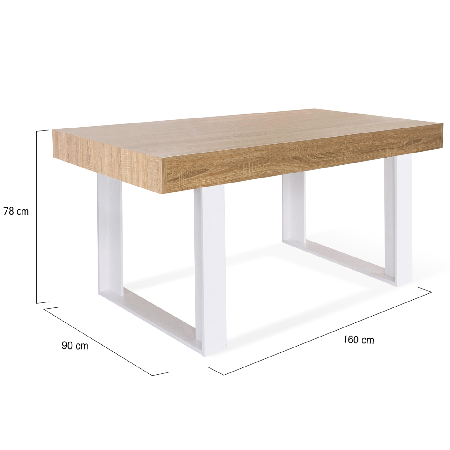Table à manger rectangle PHOENIX 6 personnes bois et blanc 160 cm - Image 4