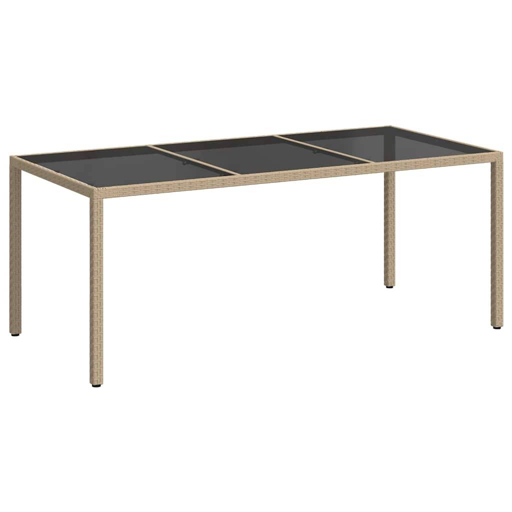 ComfortXL - Grande Table de Jardin Rectangulaire 190x90cm Beige en Résine Tressée et Plateau Verre Trempé – ComfortXL Outdoor Living - Image 2