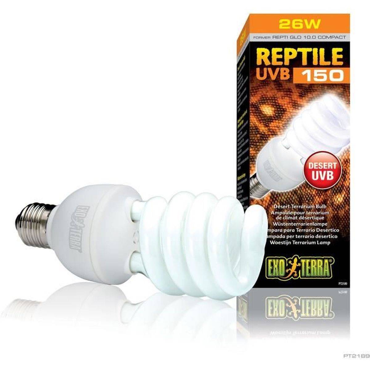 Lampe UVB compacte ReptiGlo UVB150 25 W E27 (10,0) pour terrariums désertiques - EXO Terra - Image 2