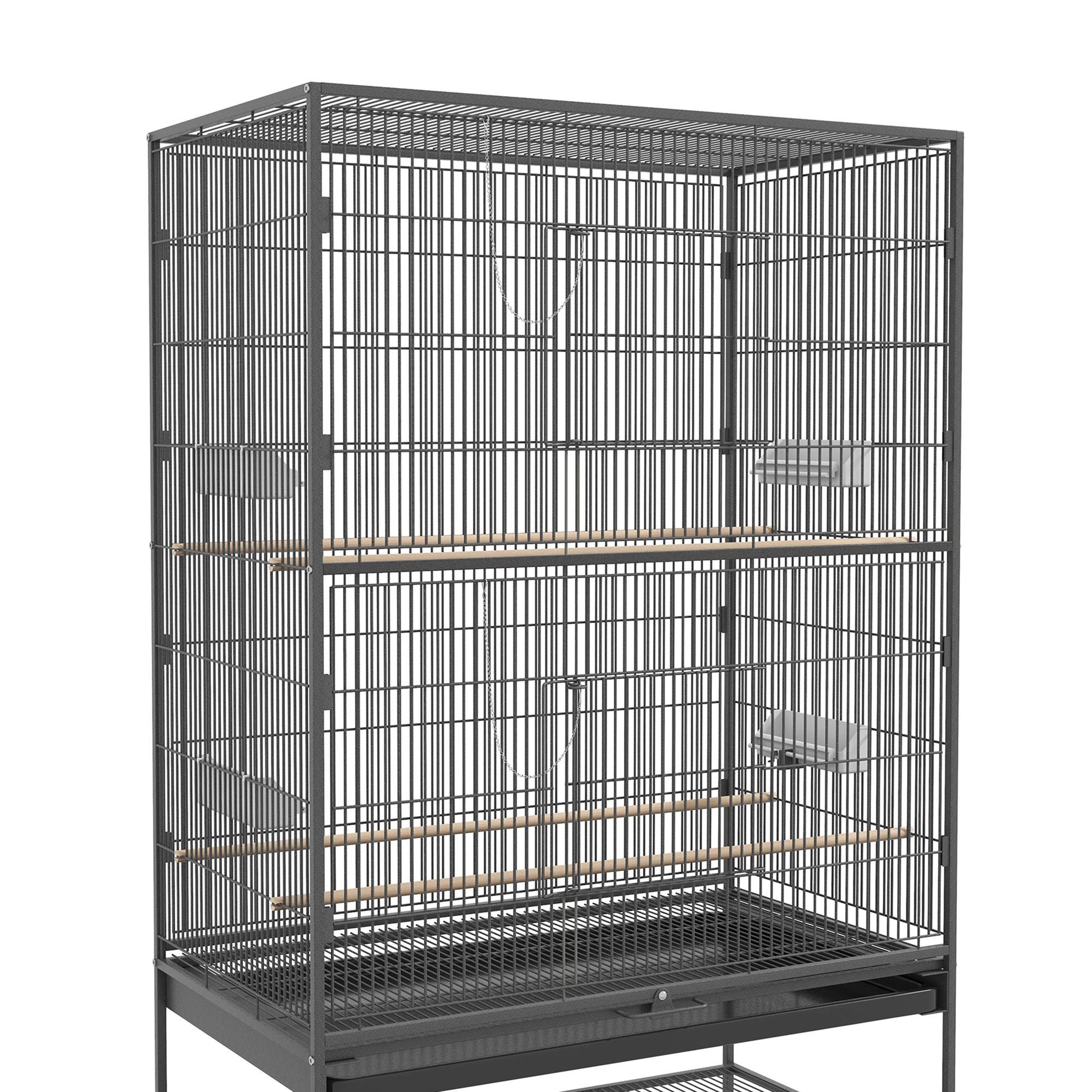 Cage à oiseaux acier gris 94 x 57 x 153 cm - PANGIVO - Image 10