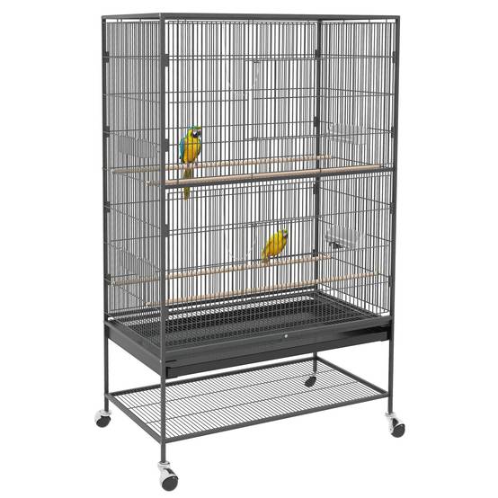 Cage à oiseaux acier gris 94 x 57 x 153 cm - PANGIVO - Image 1