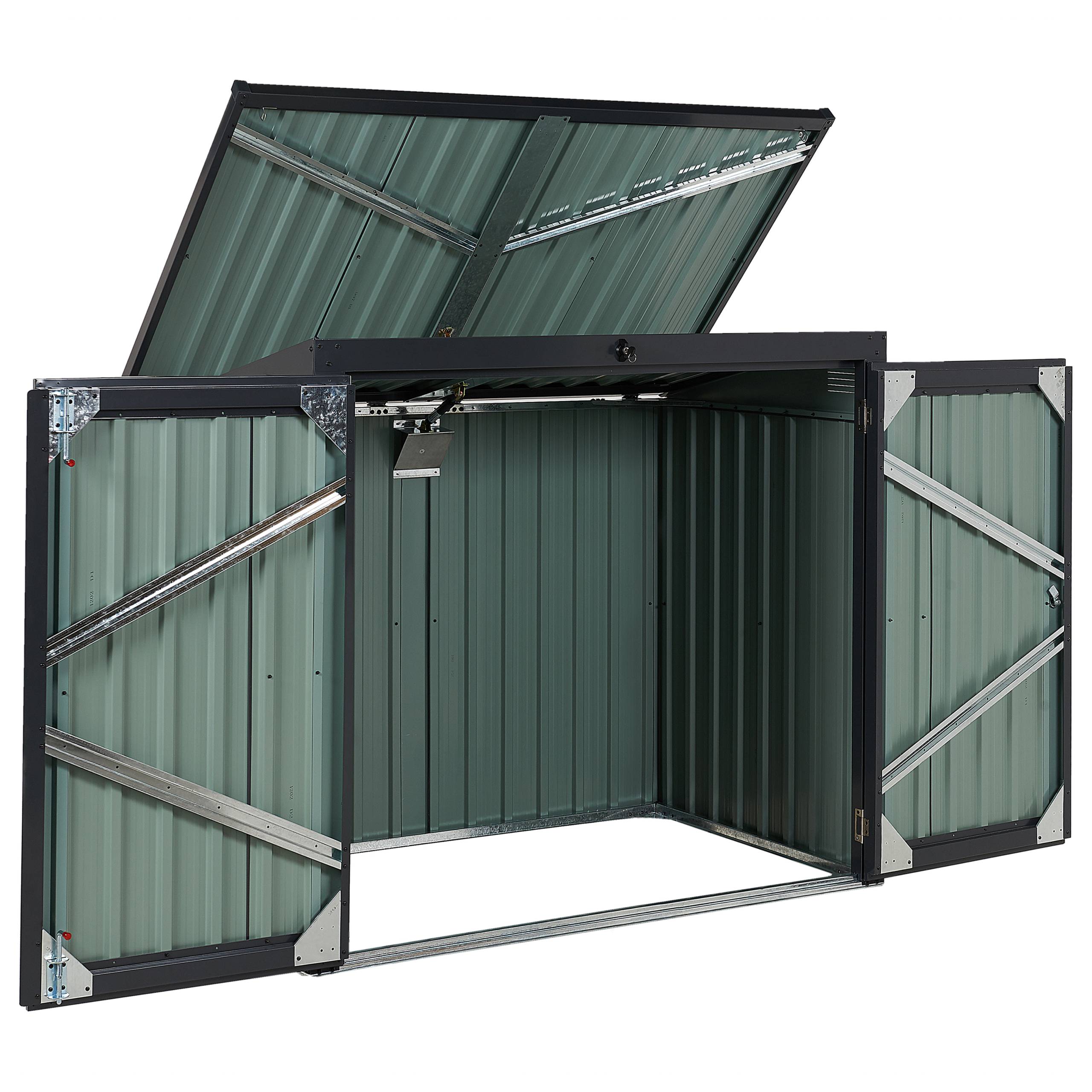 Abri de Jardin Gris Graphite en Acier 158 x 134 x 96 cm Galvanisé Pratique pour Extérieur Imperméable et Inoxydable Moderne - Image 4