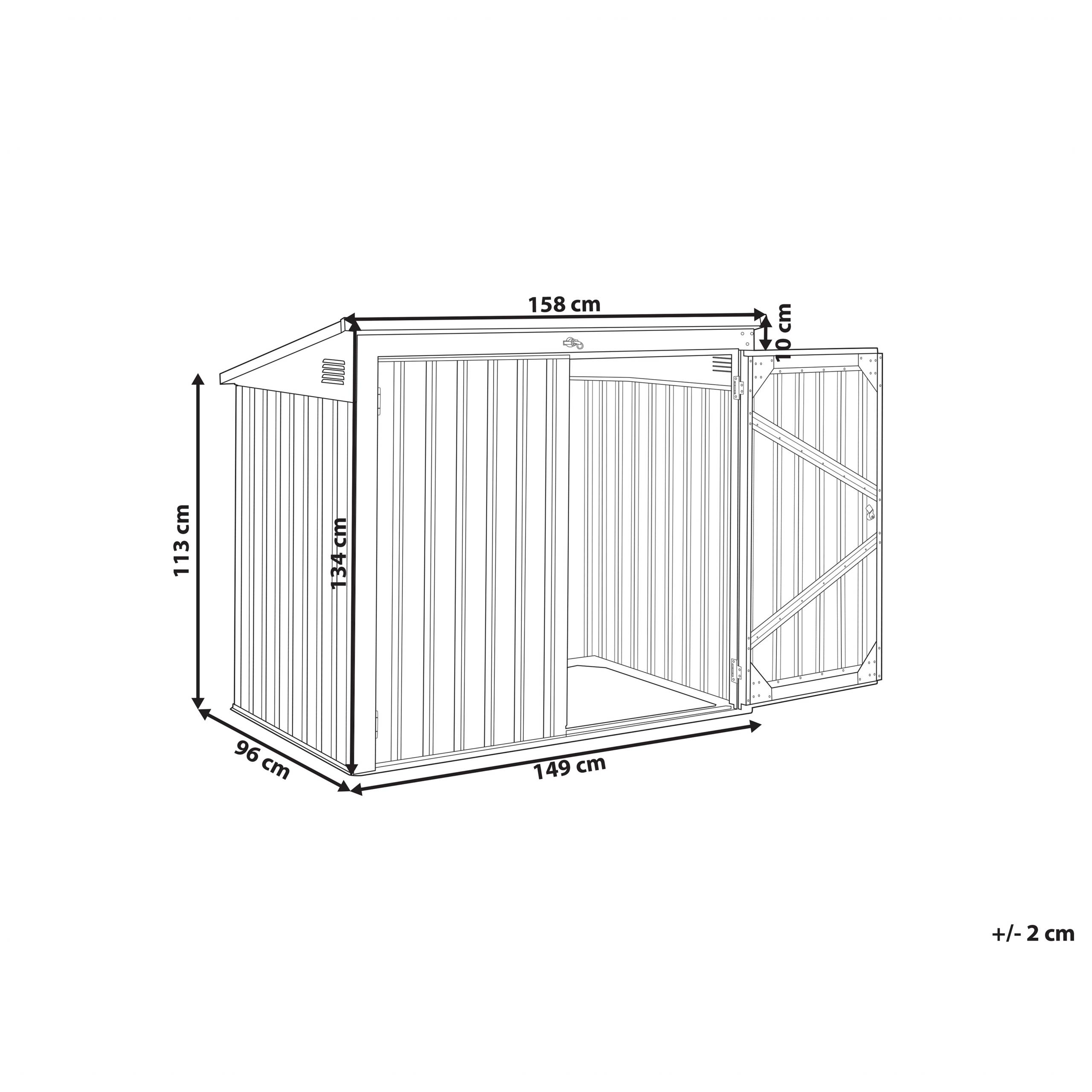 Abri de Jardin Gris Graphite en Acier 158 x 134 x 96 cm Galvanisé Pratique pour Extérieur Imperméable et Inoxydable Moderne - Image 3