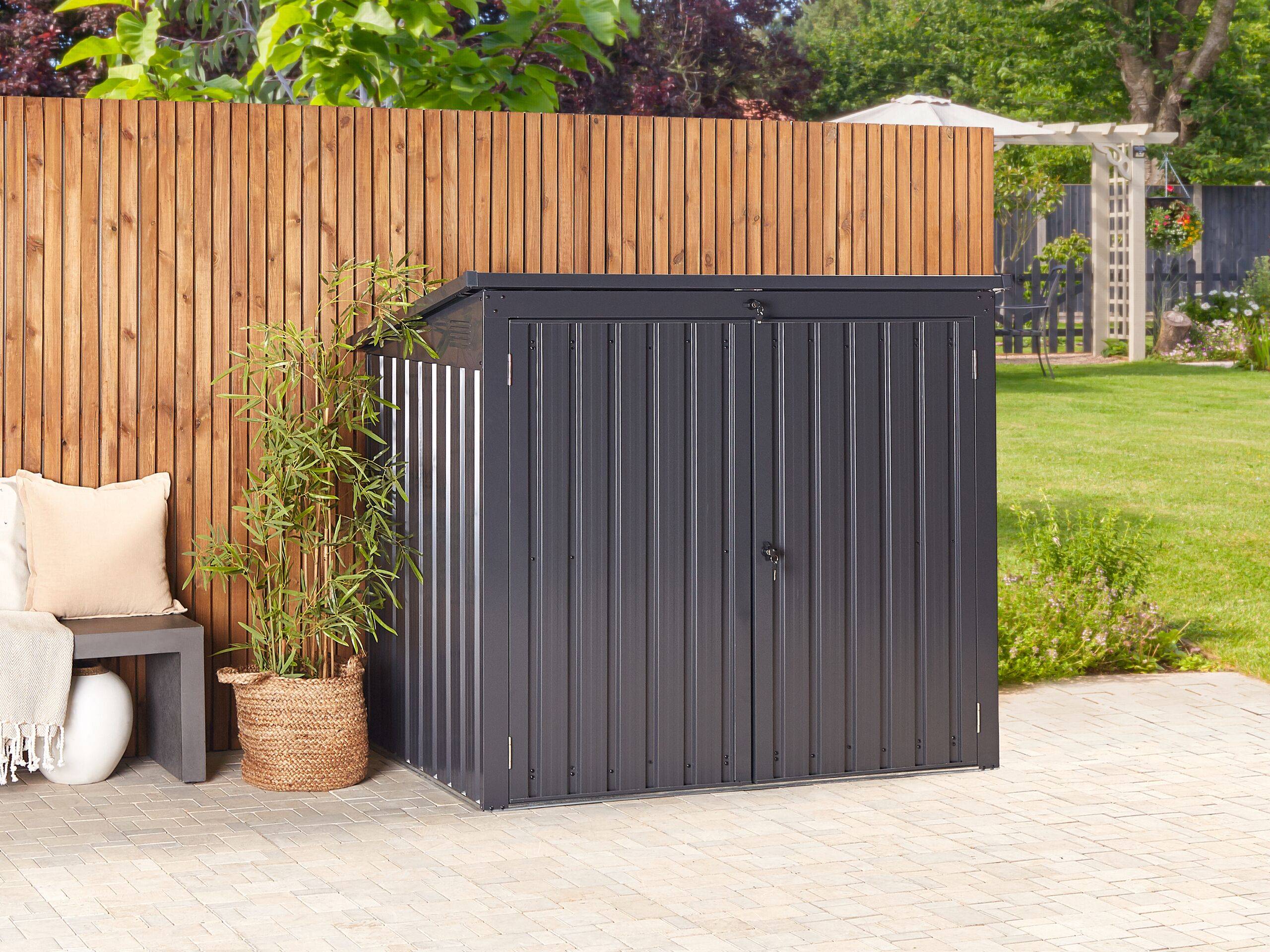 Abri de Jardin Gris Graphite en Acier 158 x 134 x 96 cm Galvanisé Pratique pour Extérieur Imperméable et Inoxydable Moderne - Image 2