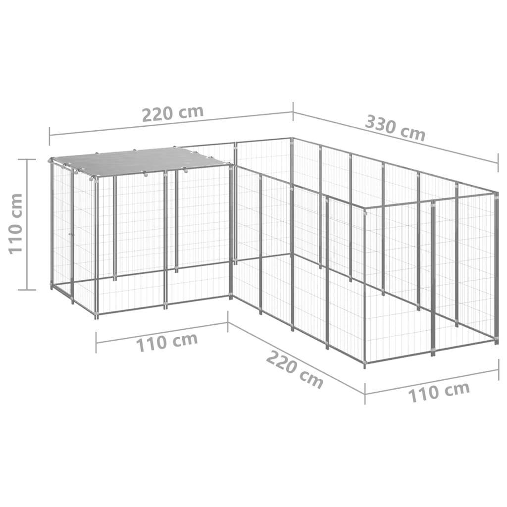Helloshop26 - Chenil extérieur cage enclos parc animaux chien argenté 4,84 m² acier - Image 2