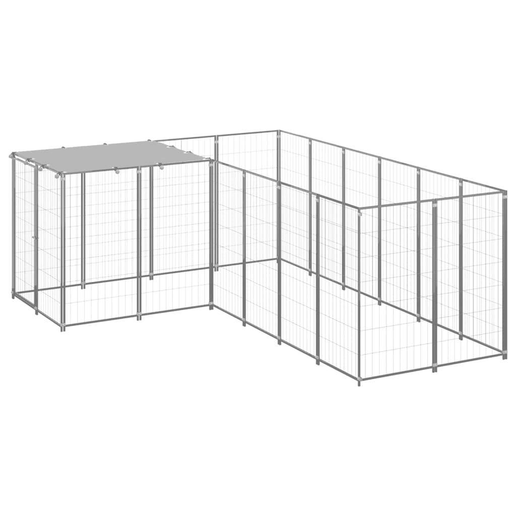 Helloshop26 - Chenil extérieur cage enclos parc animaux chien argenté 4,84 m² acier - Image 1
