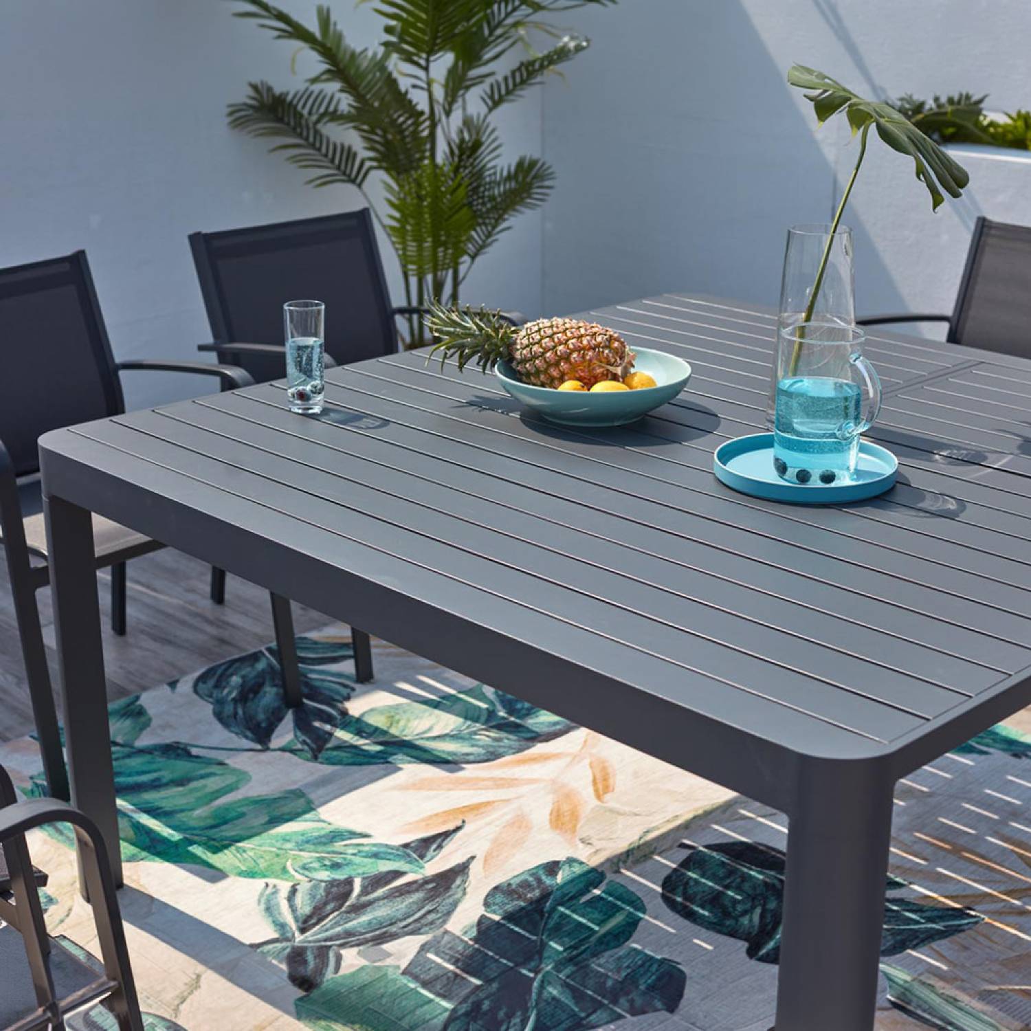 Concept Usine - Table de jardin extensible en aluminium 6 à 8 personnes gris foncé FLORENCIA - Image 5