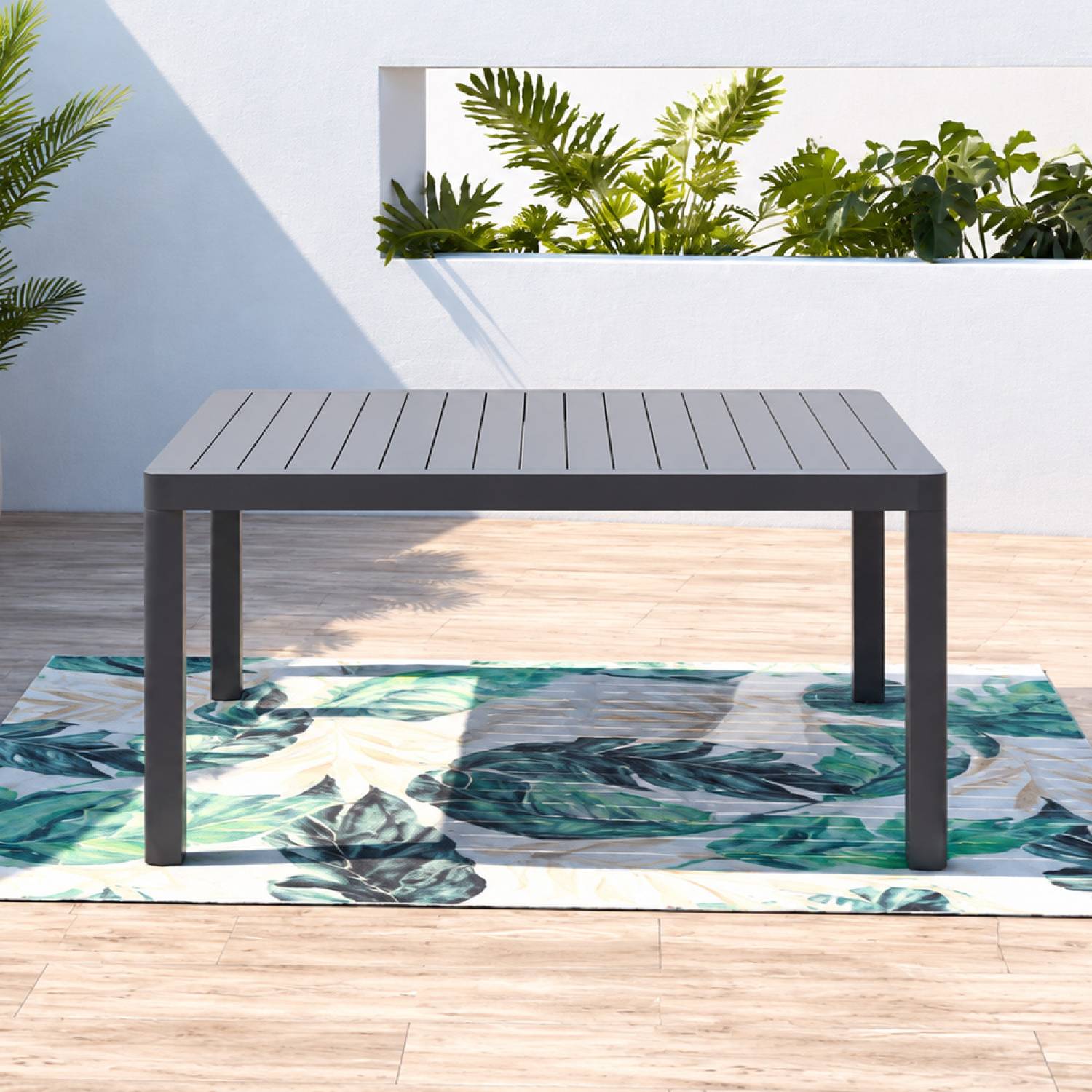Concept Usine - Table de jardin extensible en aluminium 6 à 8 personnes gris foncé FLORENCIA - Image 4
