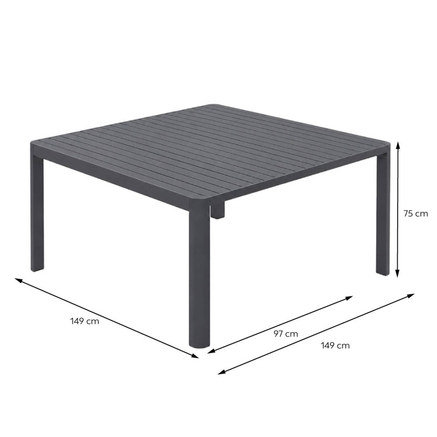 Concept Usine - Table de jardin extensible en aluminium 6 à 8 personnes gris foncé FLORENCIA - Image 3