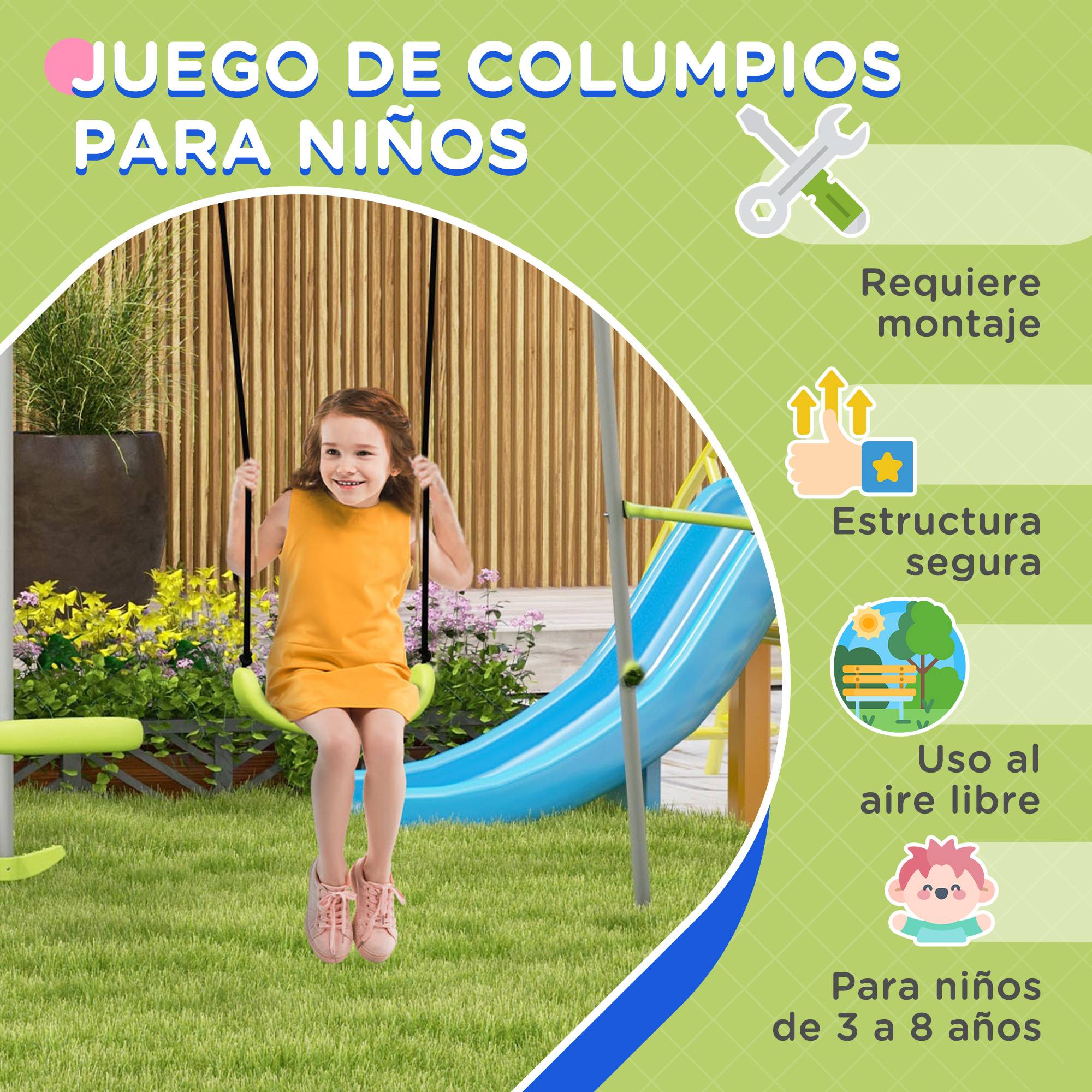 Balançoire jardin gris et vert balancelle planeur traitement anti-UV 255 × 160 × 180 cm - Image 9