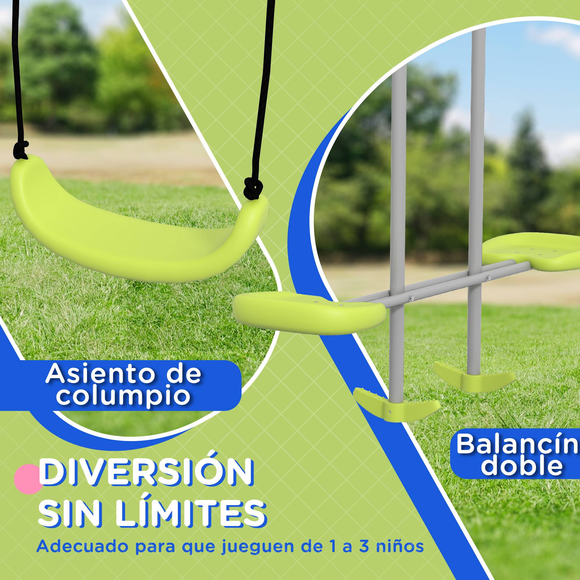 Balançoire jardin gris et vert balancelle planeur traitement anti-UV 255 × 160 × 180 cm - Image 6