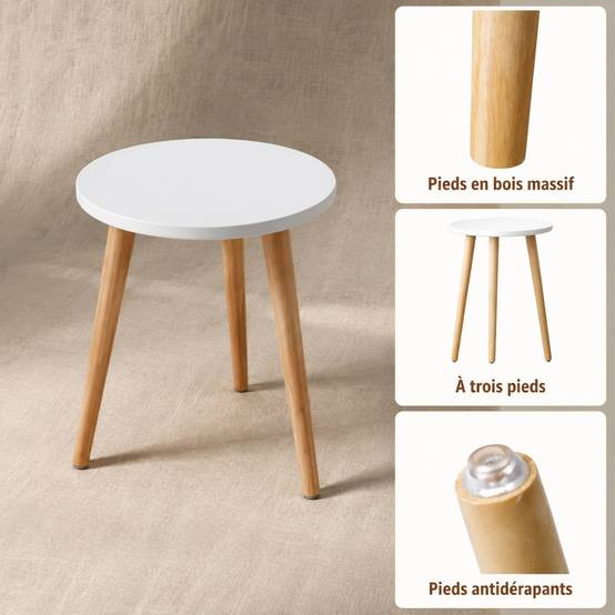 Support de Plante Bois Rond Table de Chevet Moderne pour Salon Balcon Jardin - Image 3