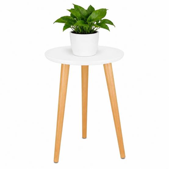 Support de Plante Bois Rond Table de Chevet Moderne pour Salon Balcon Jardin - Image 1
