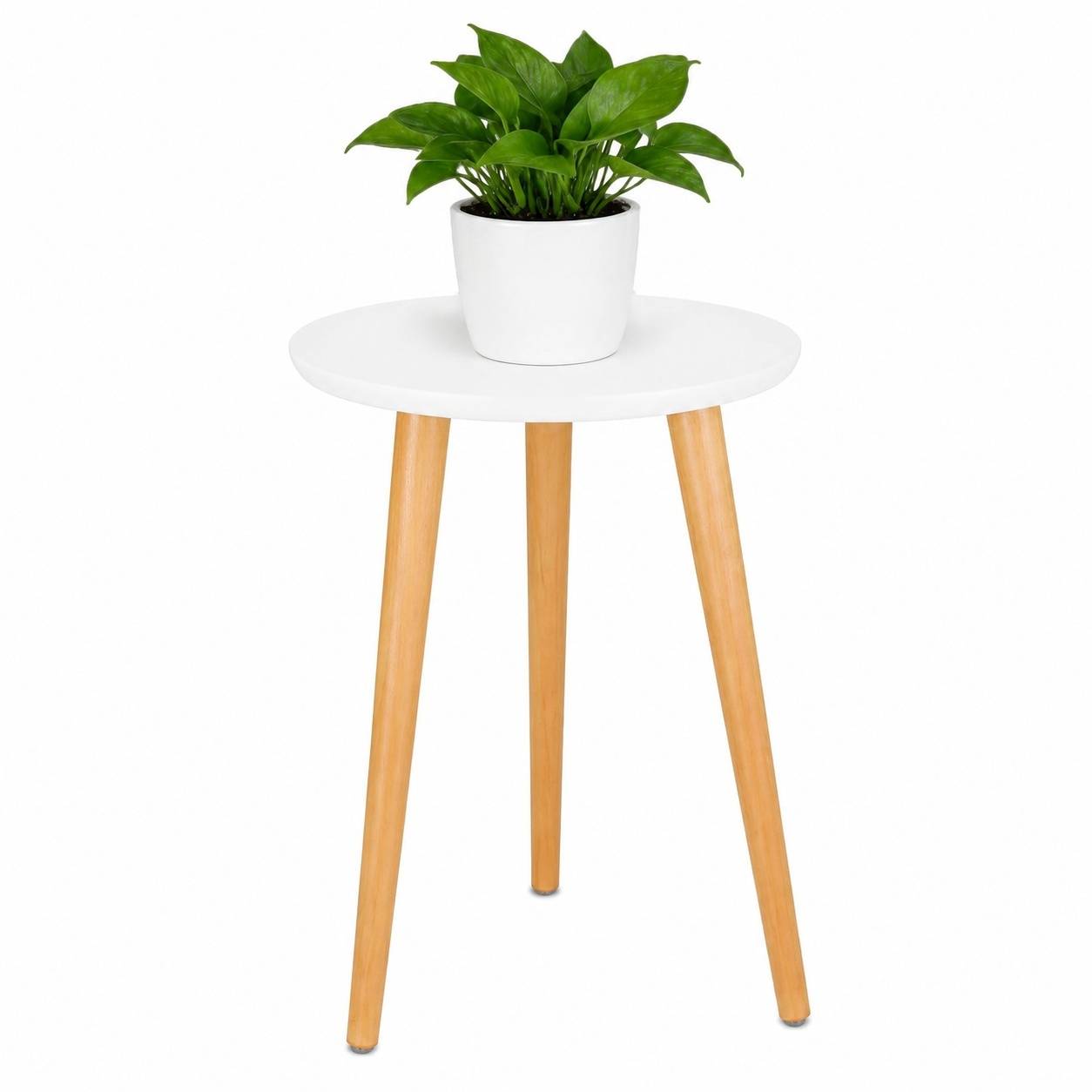 Support de Plante Bois Rond Table de Chevet Moderne pour Salon Balcon Jardin - Image 1