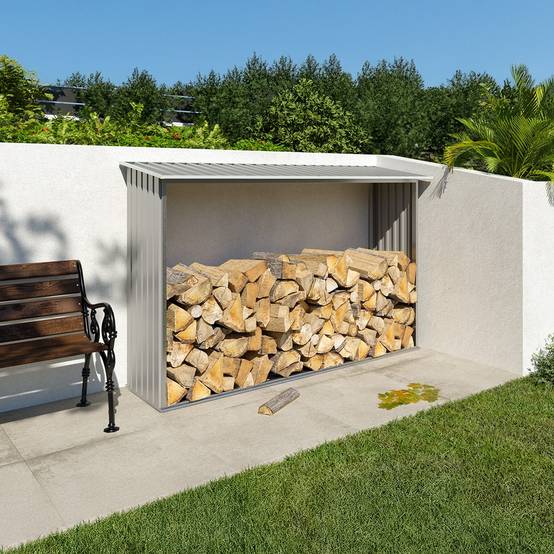 Trigano Jardin - Abri bûches métal TRIGANO 3 stères avec toit incliné et structure acier galvanisé pour protéger votre bois au jardin - Image 1