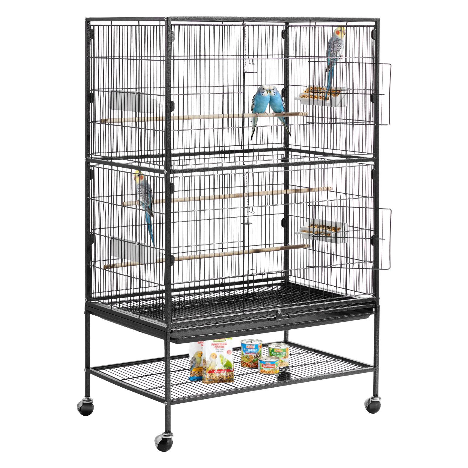 Vevor - VEVOR Cage à Oiseau Volière Oiseaux sur Pied Roulettes 80x52x132 cm Toit Plat - Image 1