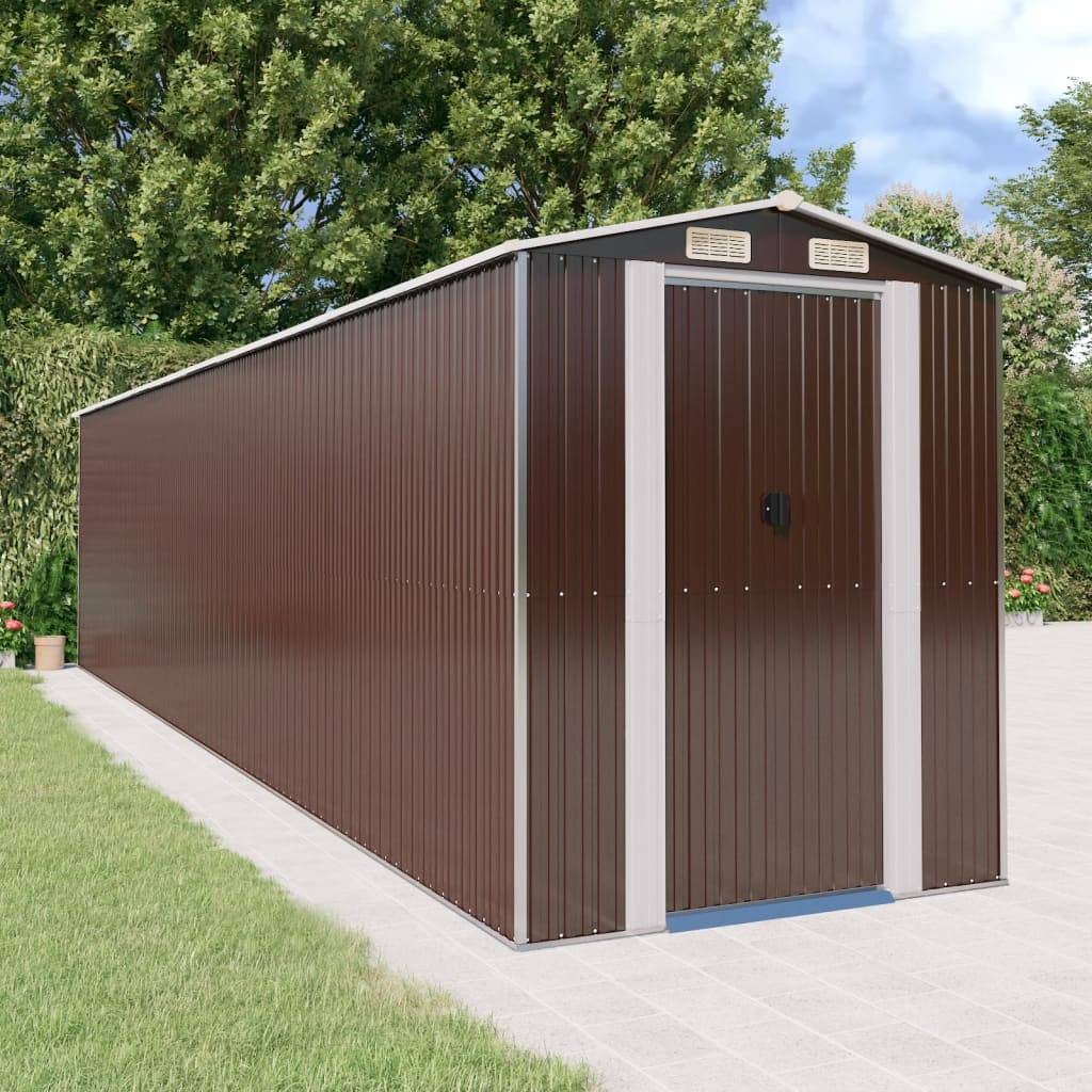 Vidaxl - Abri de jardin Marron foncé 192x855x223 cm Métal galvanisé vidaXL 3147468 - Image 1