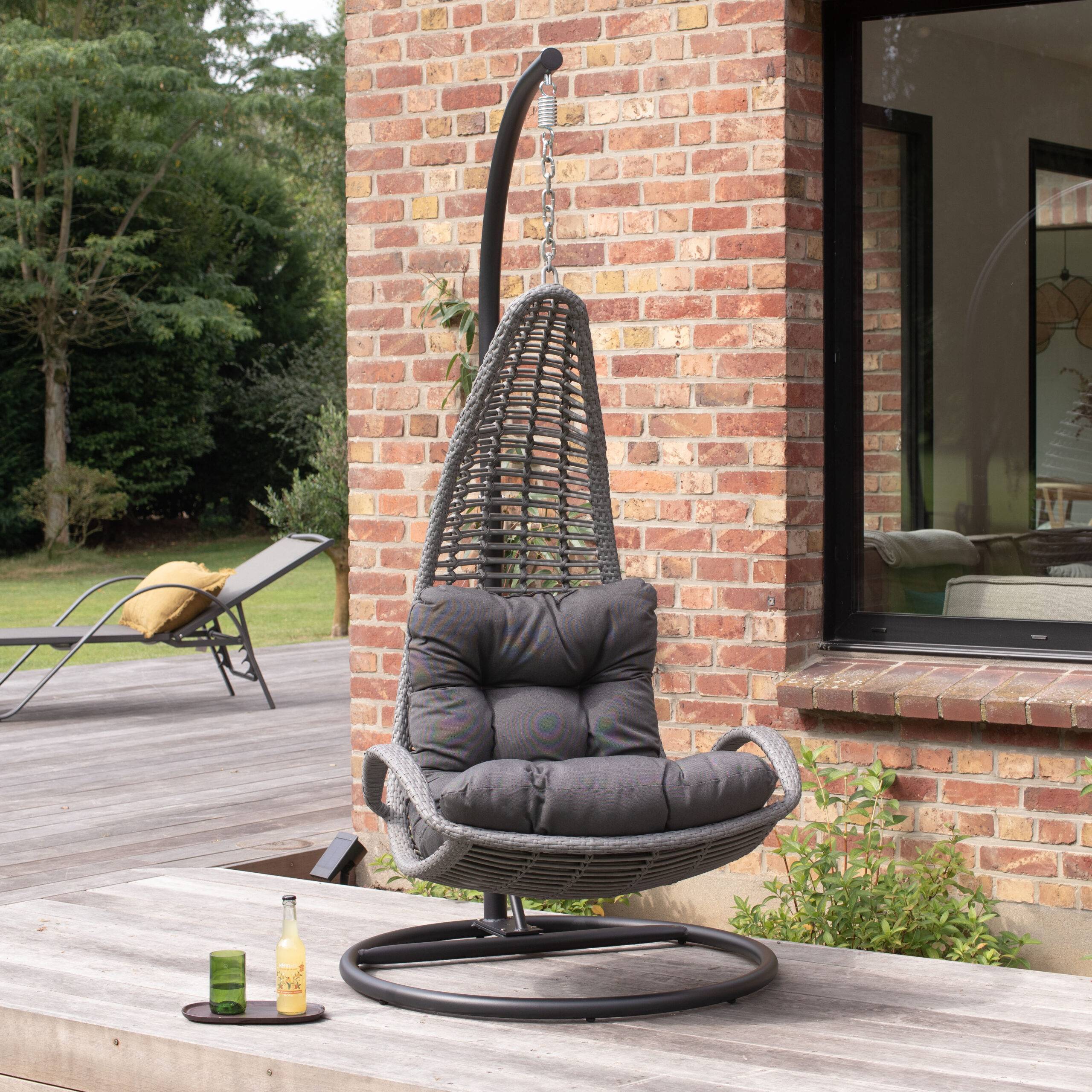 Wilsa Garden - Fauteuil suspendu Noir BAYA - Image 1