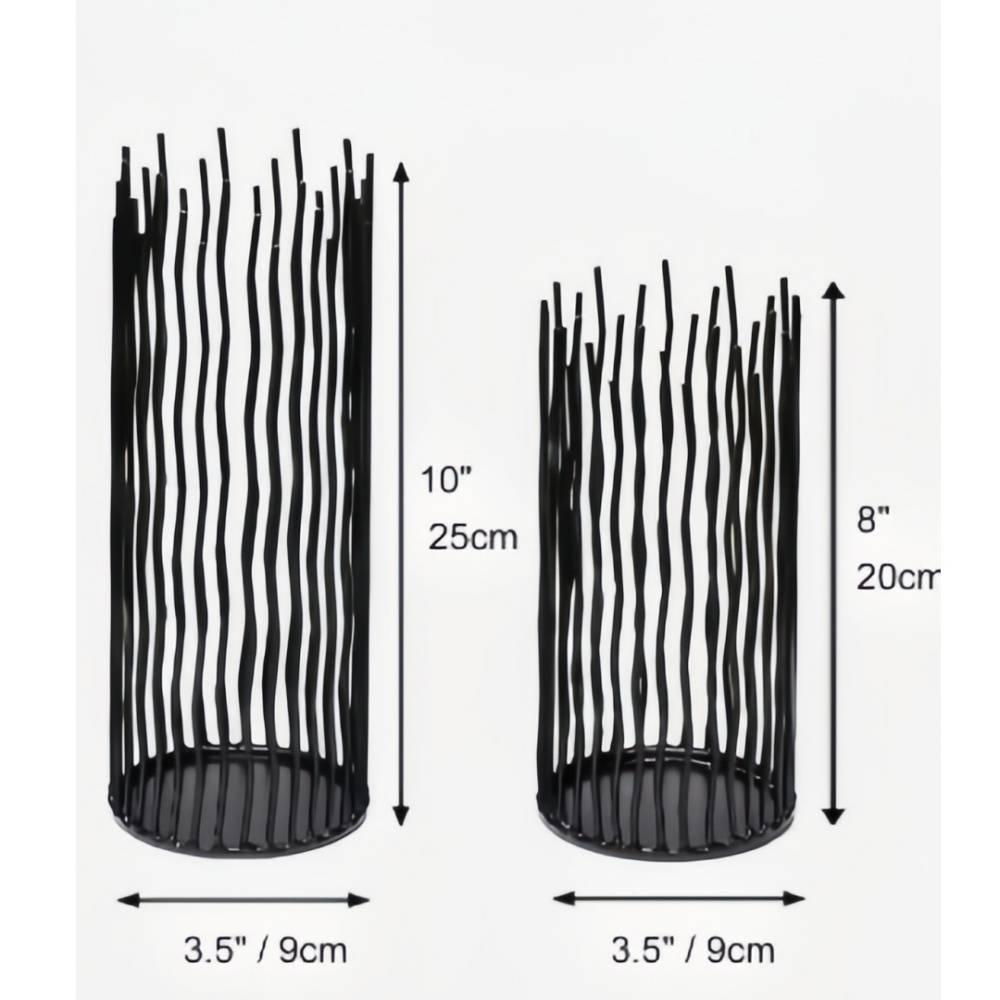 Chandelier-Lot de 2 bougeoirs métalliques noirs à LED - 20cm + 25cm - Décoration mariage/Noël - Living123 - Image 4