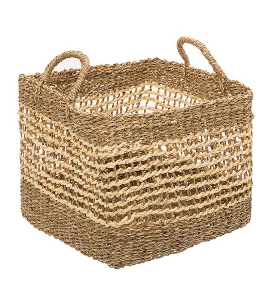 ARPAN Lot De 3 Paniers De Rangement Résine Tressée Avec Couvercles - Blanc (S/M/L)