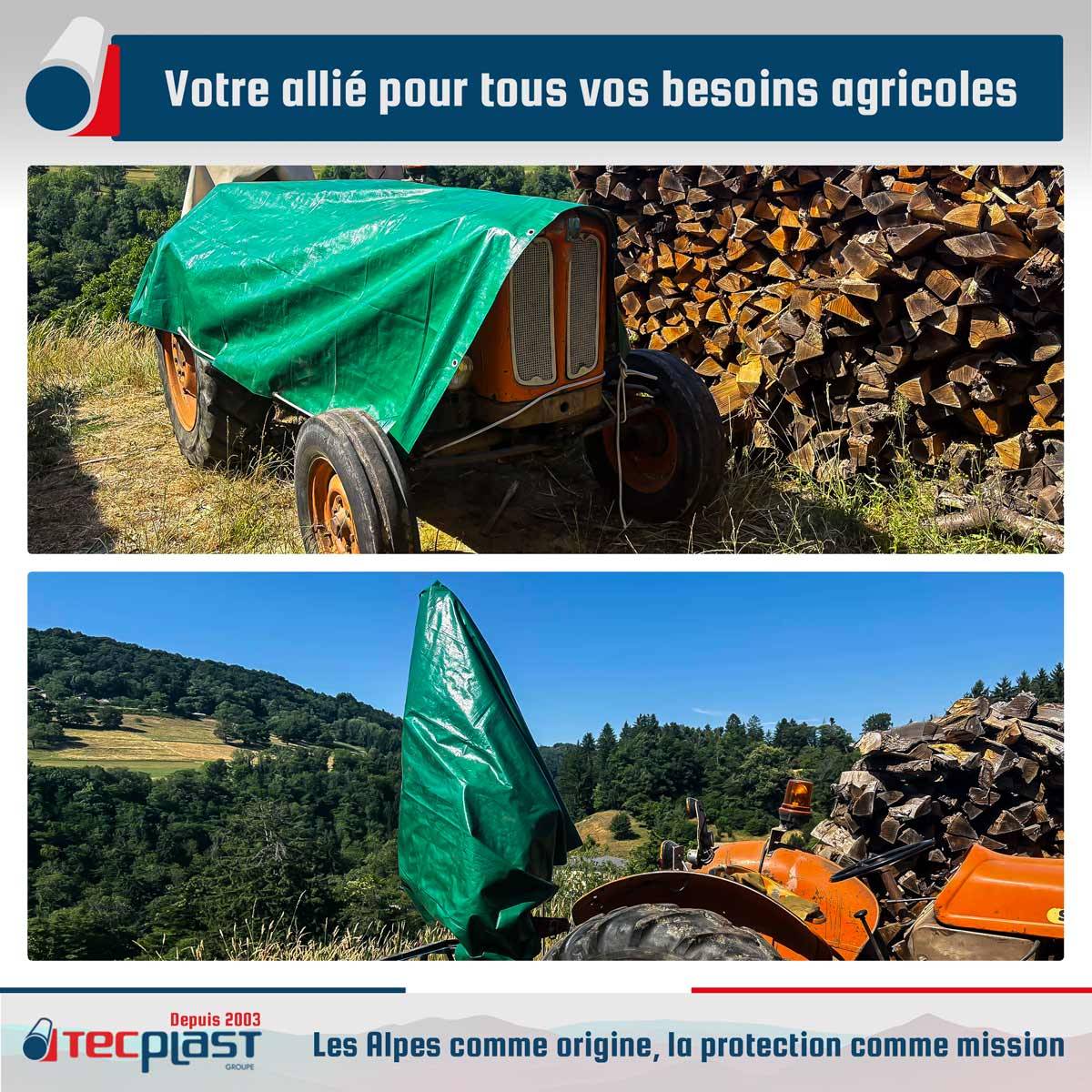 Tecplast - Bâche Agricole 3x5 m HQ250AG Verte et Marron - Haute Performance - Bâche de protection étanche pour Matériel agricole TECPLAST - Image 2