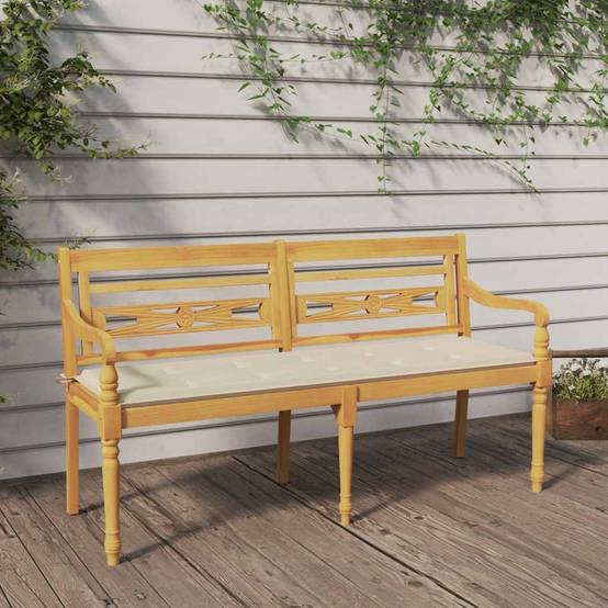 PANGIVO - Banc de jardin bois de teck crème 150 x 51.5 x 84 cm - PANGIVO - Image 1