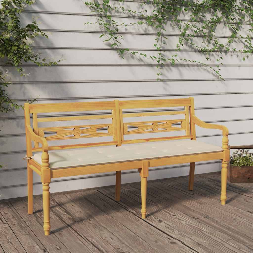 PANGIVO - Banc de jardin bois de teck crème 150 x 51.5 x 84 cm - PANGIVO - Image 1