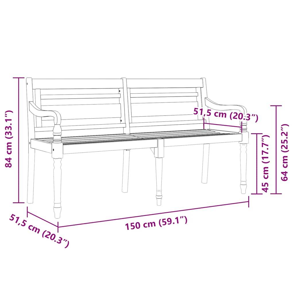 PANGIVO - Banc de jardin bois de teck crème 150 x 51.5 x 84 cm - PANGIVO - Image 8