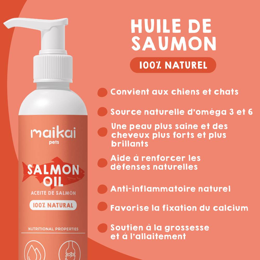 Huile de Saumon pour Chien et Chat - 250ml - 100% Naturel - Riche en Omega 3 et 6 - MAIKAI - Image 2
