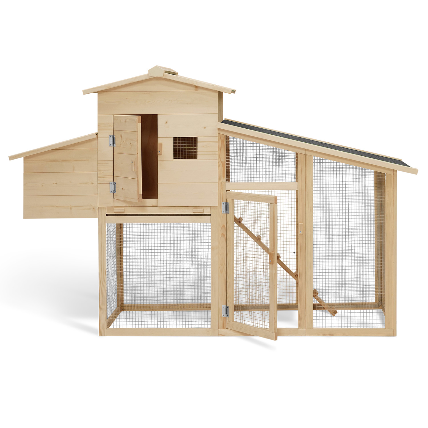Poulailler bois Comfort avec pondoir, toit bitumé étanche et perchoir intérieur – ID Market - Image 3