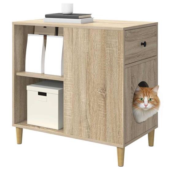 Maison pour chat bois d'ingénierie sonoma 72 x 42.5 x 70 cm - PANGIVO - Image 3