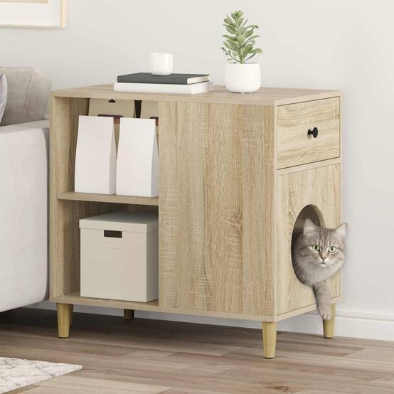 Maison pour chat bois d'ingénierie sonoma 72 x 42.5 x 70 cm - PANGIVO - Image 1