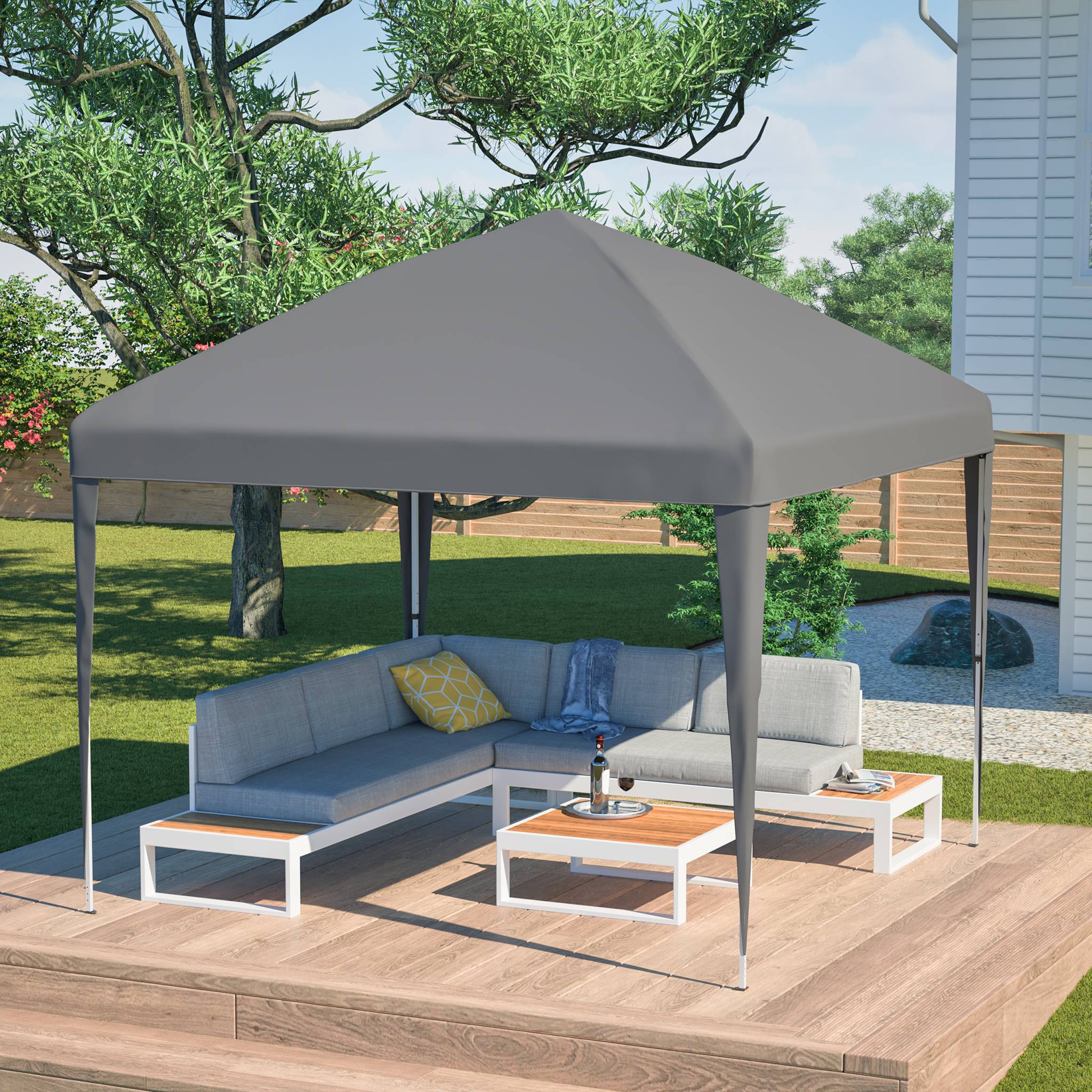 Tonnelle Pliante 3x3m Pavillon de Jardin Pop-up Imperméable Réglable Acier Gris + Sac - ComfortXL Outdoor Living - Image 9