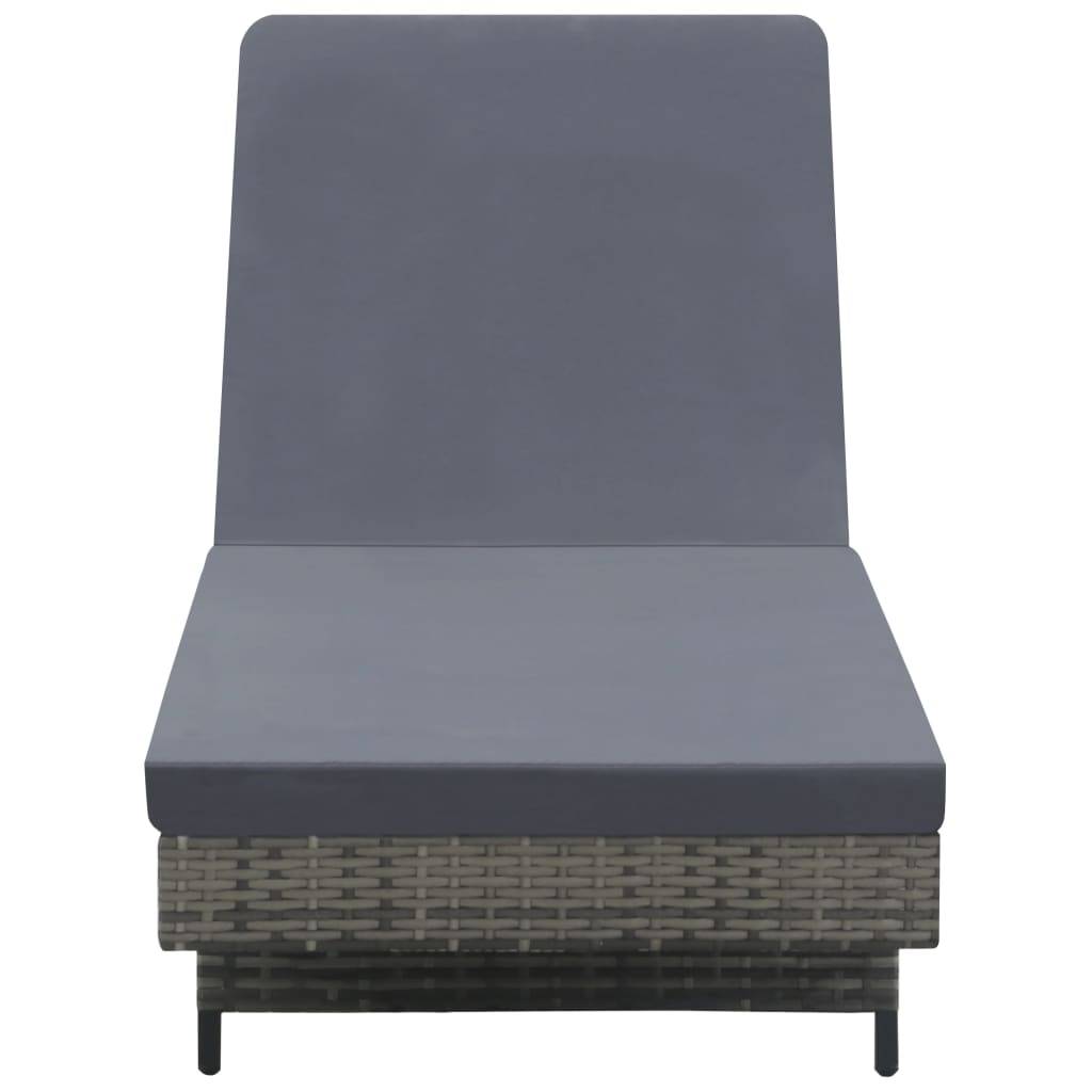 Helloshop26 - Transat chaise longue bain de soleil lit de jardin terrasse meuble d'extérieur avec roues et coussin résine tressée anthracite - Image 4