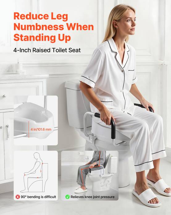Vevor - VEVOR Rehausseur de Toilette avec Accoudoirs Levage de 10,16 cm Charge 136,1 kg - Image 2