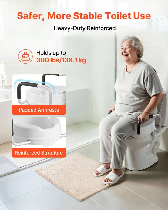Vevor - VEVOR Rehausseur de Toilette avec Accoudoirs Levage de 10,16 cm Charge 136,1 kg - Image 4
