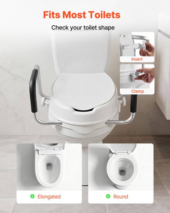 Vevor - VEVOR Rehausseur de Toilette avec Accoudoirs Levage de 10,16 cm Charge 136,1 kg - Image 3