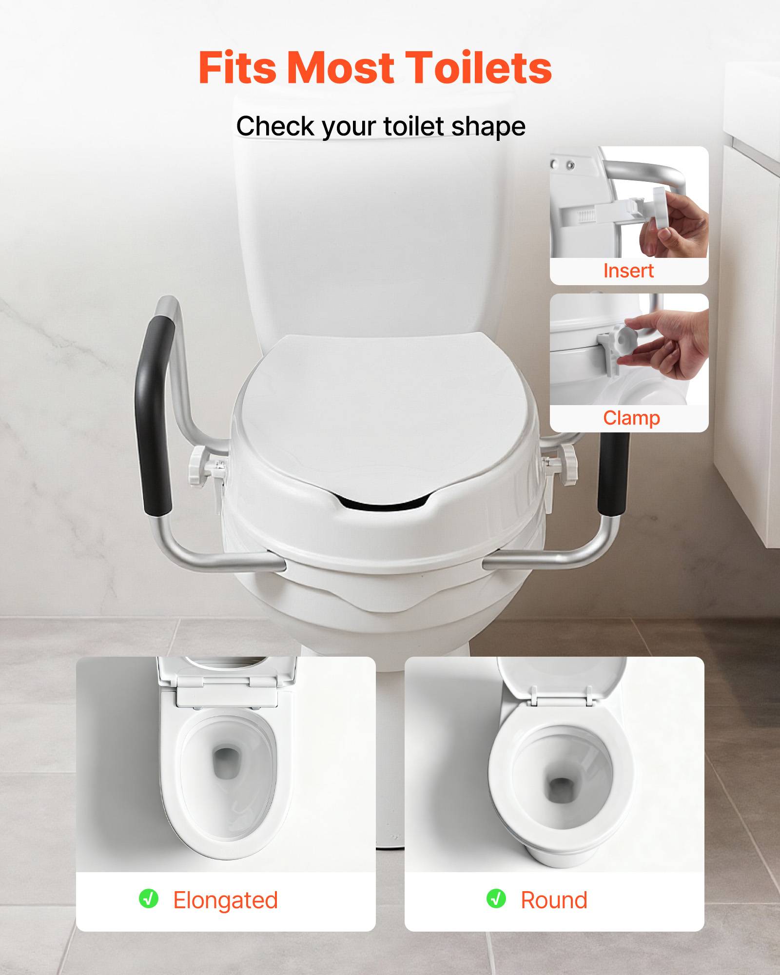 Vevor - VEVOR Rehausseur de Toilette avec Accoudoirs Levage de 10,16 cm Charge 136,1 kg - Image 3
