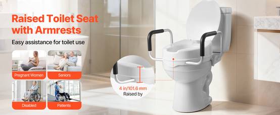 Vevor - VEVOR Rehausseur de Toilette avec Accoudoirs Levage de 10,16 cm Charge 136,1 kg - Image 9