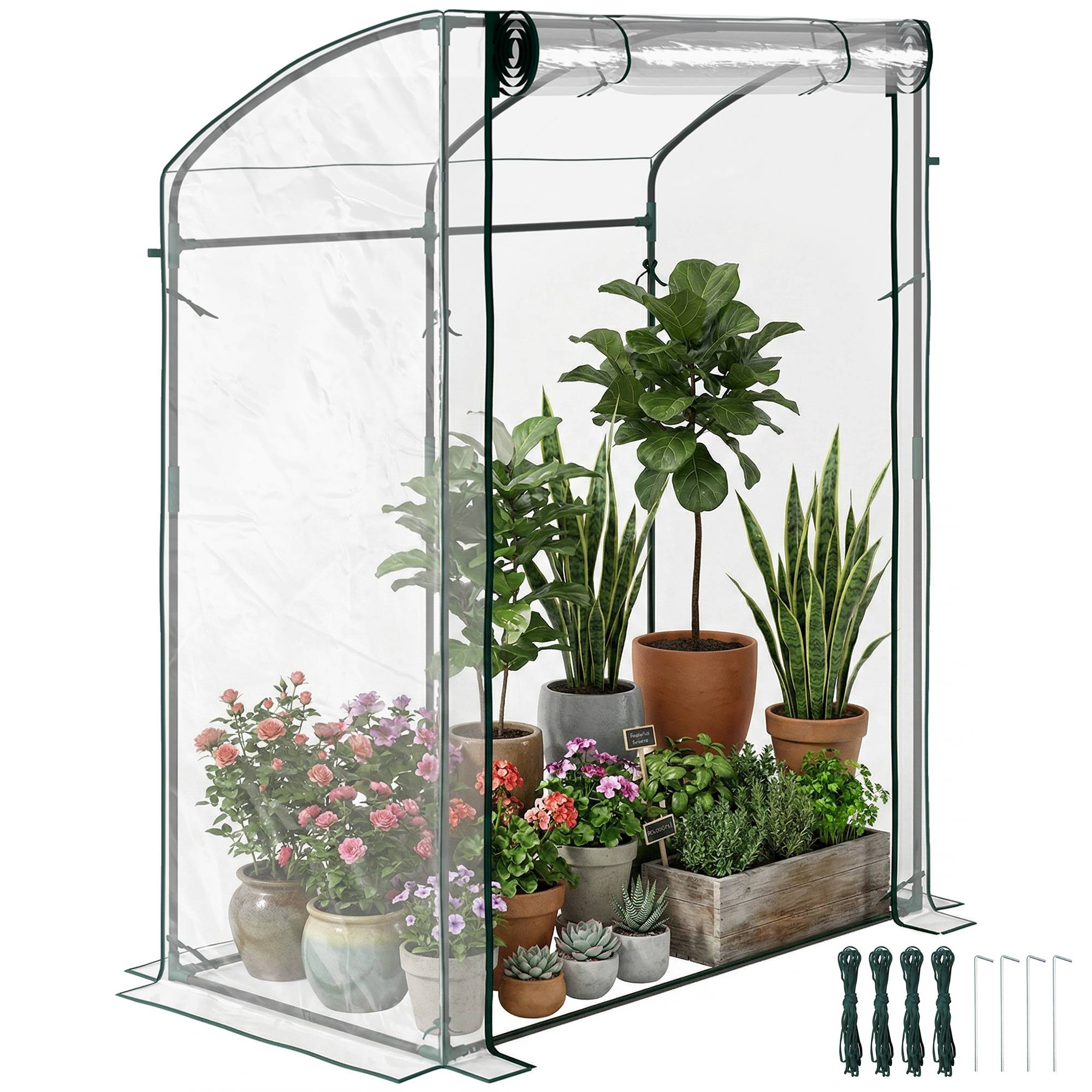 ComfortXL - Serre de jardin compacte acier plastique pour tomates porte zippée 128x70x170cm transparent - ComfortXL Outdoor Living - Image 1