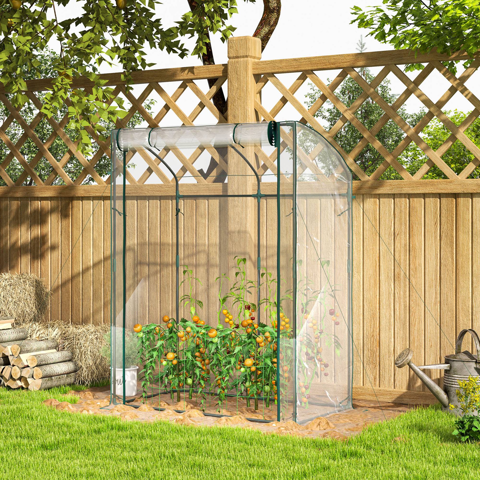 ComfortXL - Serre de jardin compacte acier plastique pour tomates porte zippée 128x70x170cm transparent - ComfortXL Outdoor Living - Image 3
