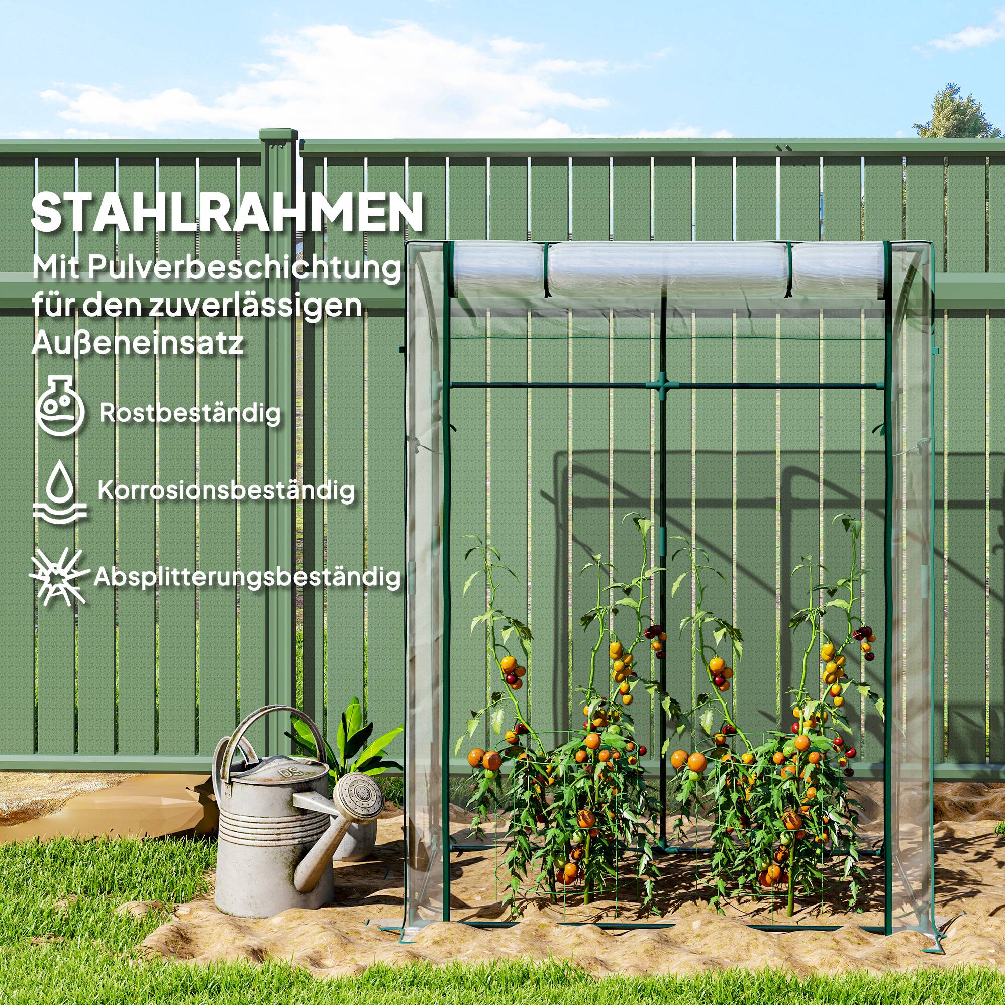 ComfortXL - Serre de jardin compacte acier plastique pour tomates porte zippée 128x70x170cm transparent - ComfortXL Outdoor Living - Image 9