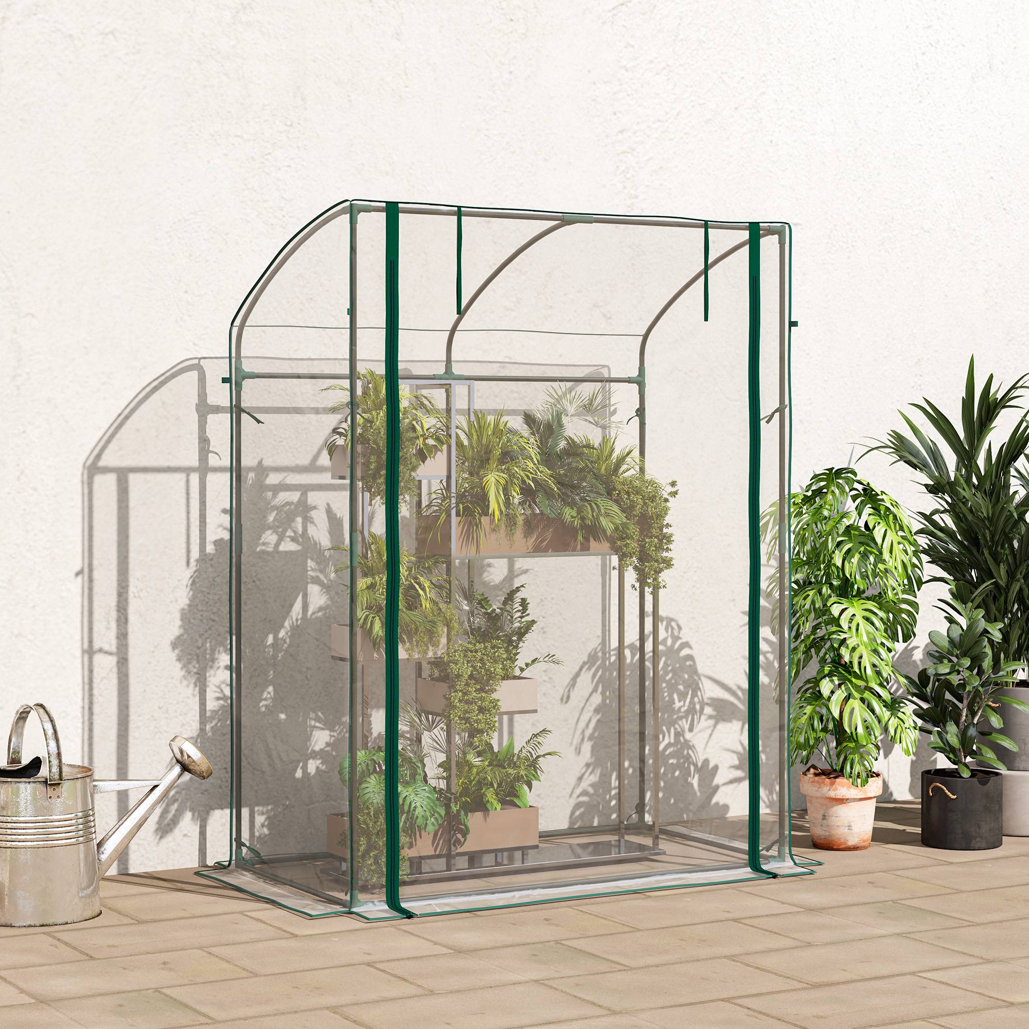 ComfortXL - Serre de jardin compacte acier plastique pour tomates porte zippée 128x70x170cm transparent - ComfortXL Outdoor Living - Image 10