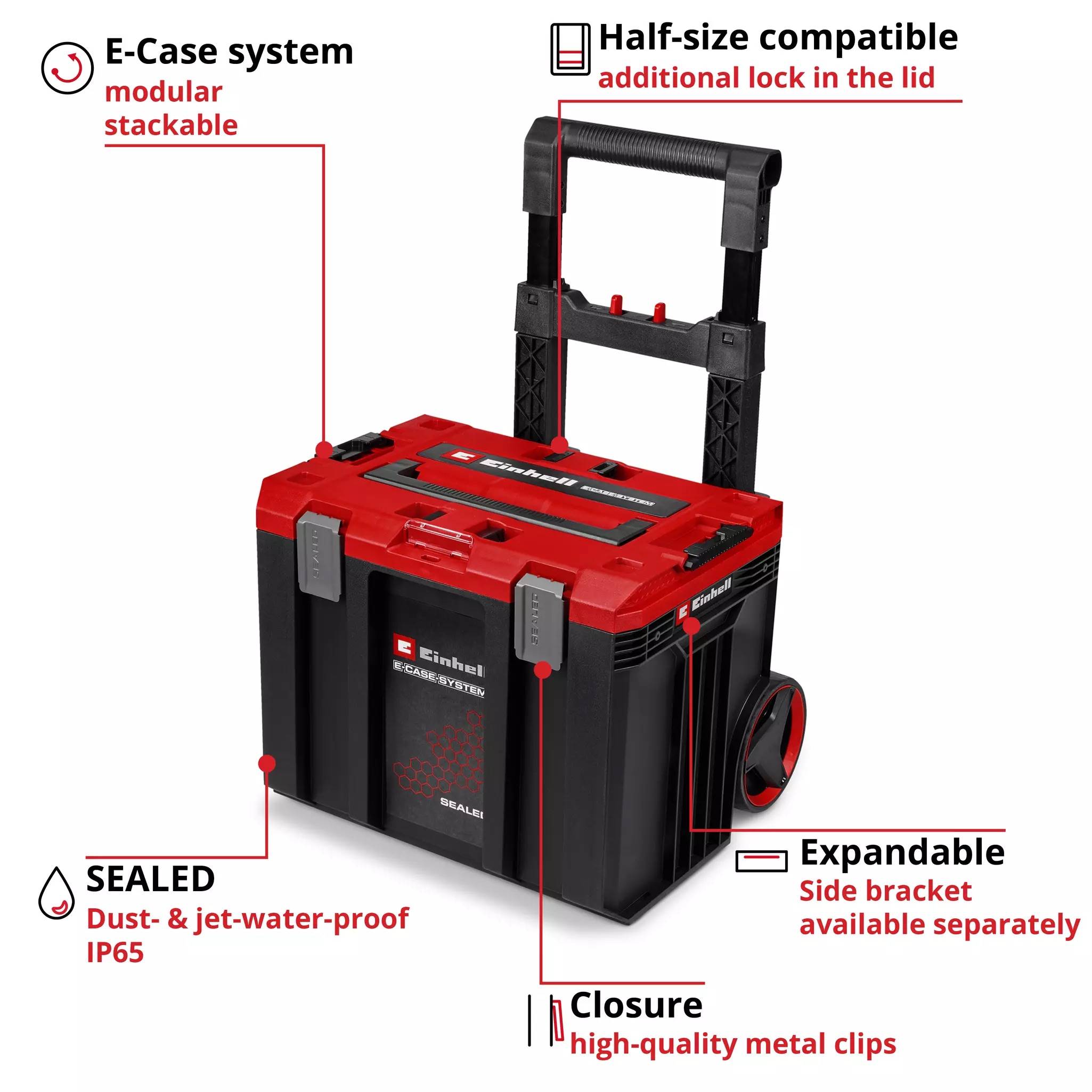 Einhell - Coffret de transport étanche à roulettes E-Case L - IP65 - 120 kg - système modulaire - Image 3