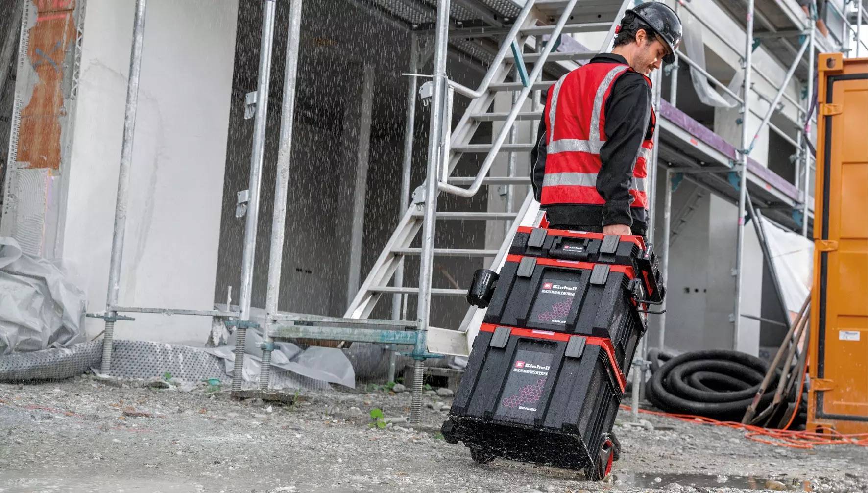 Einhell - Coffret de transport étanche à roulettes E-Case L - IP65 - 120 kg - système modulaire - Image 4