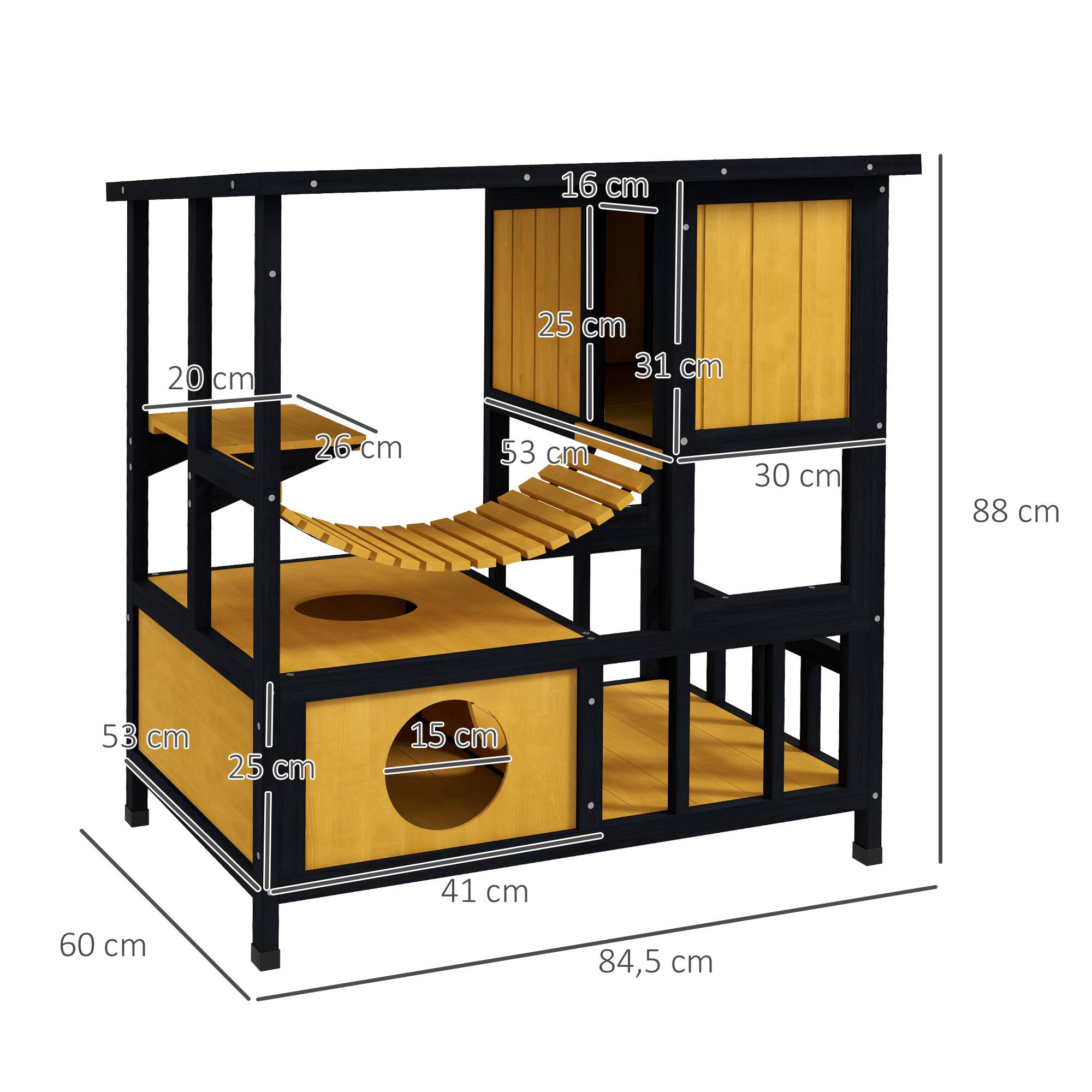 Sans Marque - Maison chat chatte résistante intempéries, 1 rampe, 1 plateforme, 84,5x60x88cm, Vert+Naturel - Image 5