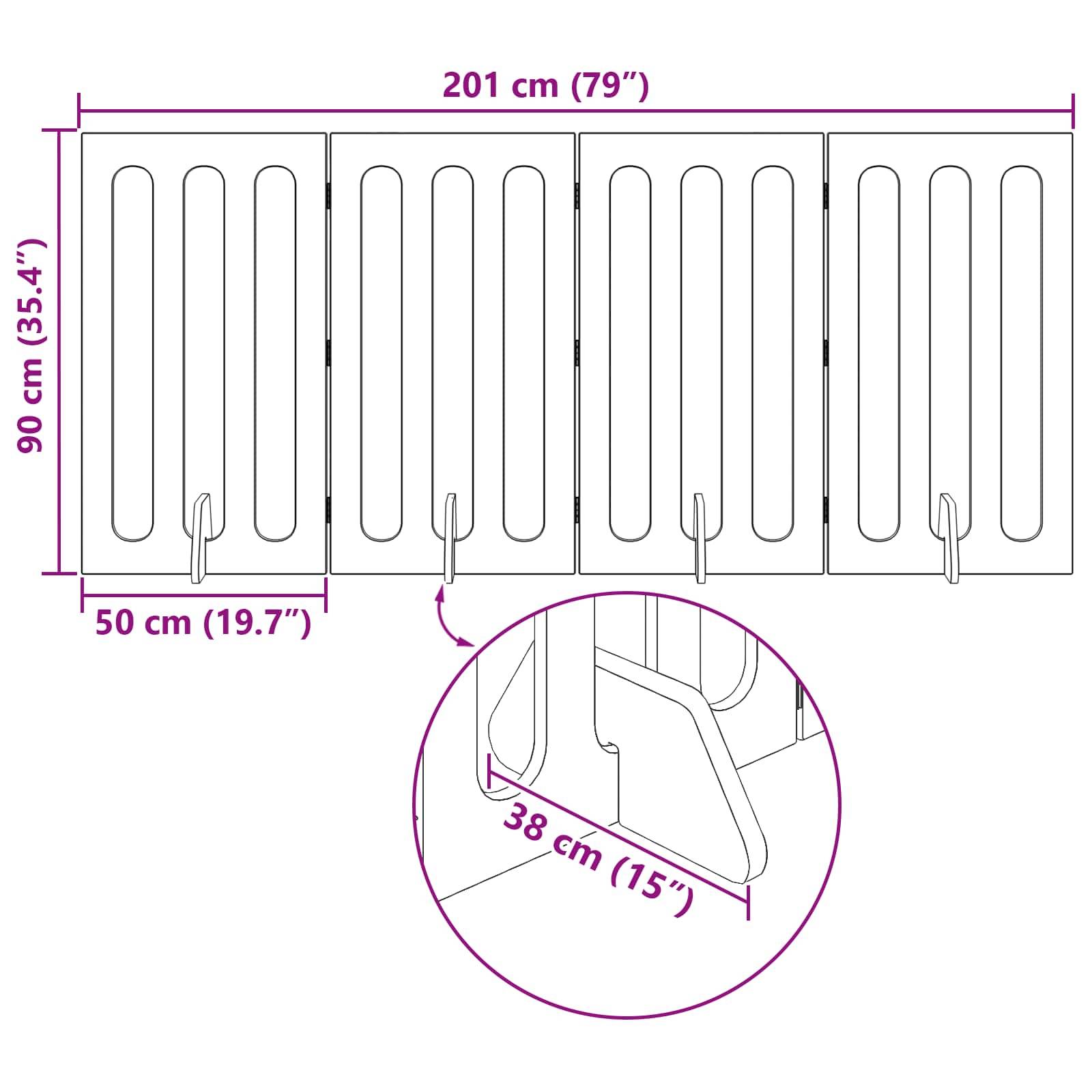 ComfortXL - Clôture pour animaux bois ingénierie intérieur barrière pliable blanc 201cm - ComfortXL Outdoor Living - Image 9