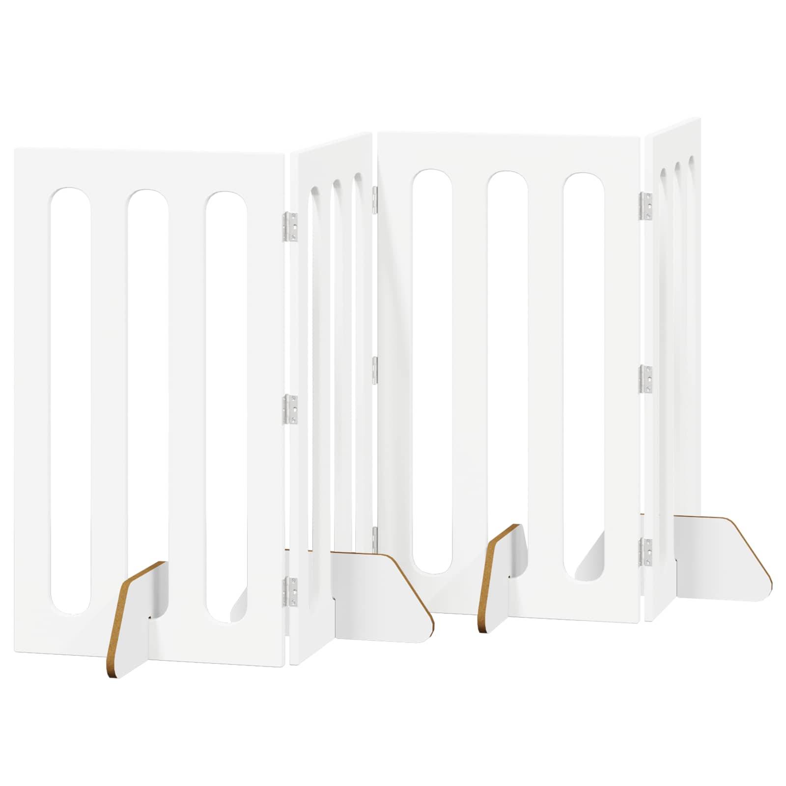 ComfortXL - Clôture pour animaux bois ingénierie intérieur barrière pliable blanc 201cm - ComfortXL Outdoor Living - Image 2